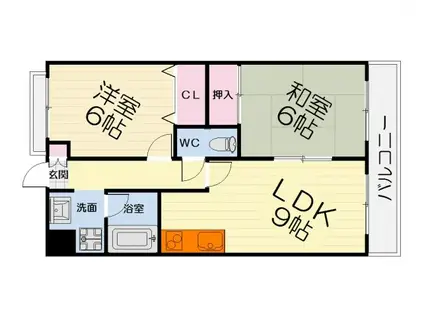 南海電鉄南海本線 北助松駅 徒歩4分 3階建 築31年(2LDK/3階)の間取り写真