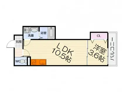 南海電鉄南海本線 石津川駅 徒歩6分 3階建 築4年(1LDK/2階)の間取り写真