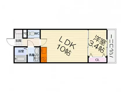 南海電鉄南海本線 石津川駅 徒歩6分 3階建 築4年(1LDK/2階)の間取り写真