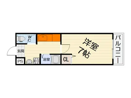 南海電鉄南海本線 石津川駅 徒歩5分 3階建 築29年(1K/1階)の間取り写真