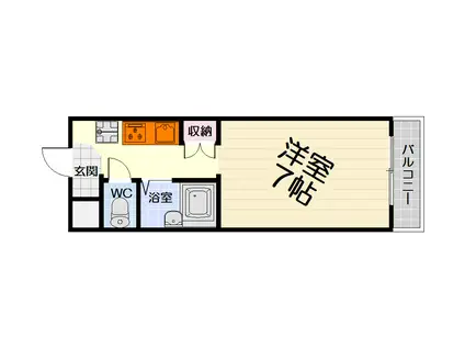 南海電鉄泉北線 深井駅 徒歩10分 6階建 築29年(1K/3階)の間取り写真