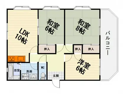 南海電鉄泉北線 深井駅 徒歩3分 9階建 築28年(3LDK/8階)の間取り写真