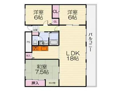 南海電鉄南海本線 高石駅 徒歩3分 9階建 築36年(3LDK/9階)の間取り写真