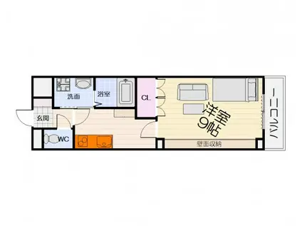 ベルコート浜寺石津(1K/2階)の間取り写真