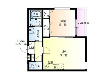 南海電鉄南海本線 泉大津駅 徒歩7分 3階建 築3年(1LDK/1階)の間取り写真
