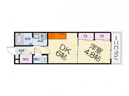 南海電鉄南海本線 石津川駅 徒歩5分 3階建 築3年(1DK/3階)の間取り写真