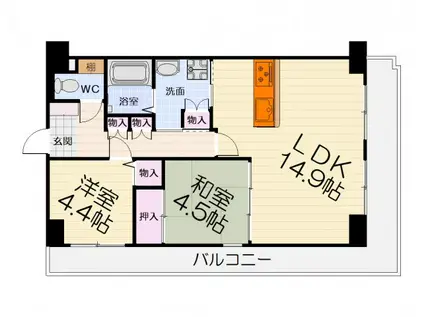 南海電鉄南海本線 泉大津駅 徒歩3分 11階建 築31年(2LDK/5階)の間取り写真