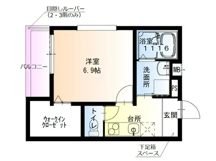 阪和線 鳳駅 徒歩7分 3階建 築3年(1K/1階)の間取り写真