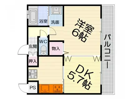 南海電鉄南海本線 松ノ浜駅 徒歩3分 3階建 築18年(1DK/1階)の間取り写真