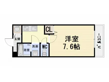 阪和線 津久野駅 徒歩9分 2階建 築25年(1K/1階)の間取り写真