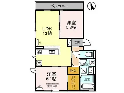 南海電鉄南海本線 泉大津駅 徒歩9分 3階建 築3年(2LDK/2階)の間取り写真