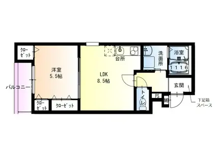 南海電鉄南海本線 泉大津駅 徒歩9分 3階建 築3年(1LDK/2階)の間取り写真