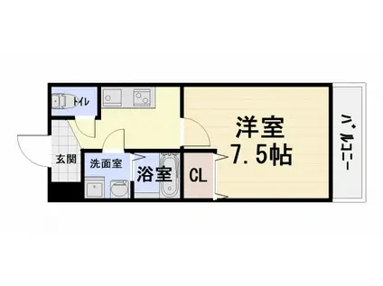 阪和線 鳳駅 徒歩8分 2階建 築18年(1K/1階)の間取り写真