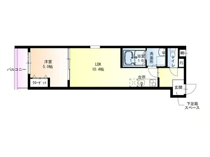 南海電鉄高師浜支線 高師浜駅 徒歩2分 3階建 築3年(1LDK/1階)の間取り写真