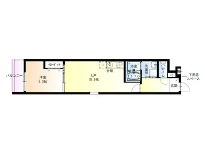 南海電鉄高師浜支線 高師浜駅 徒歩2分 3階建 築3年(1LDK/1階)の間取り写真