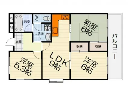 南海電鉄南海本線 泉大津駅 徒歩13分 7階建 築35年(3LDK/3階)の間取り写真