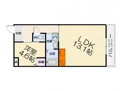 南海電鉄泉北線 深井駅 徒歩26分 2階建 築15年(1LDK/1階)の間取り写真