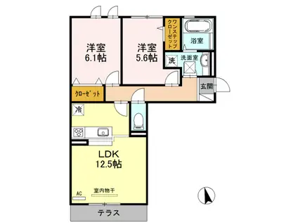 南海電鉄泉北線 深井駅 徒歩22分 2階建 築9年(2LDK/1階)の間取り写真