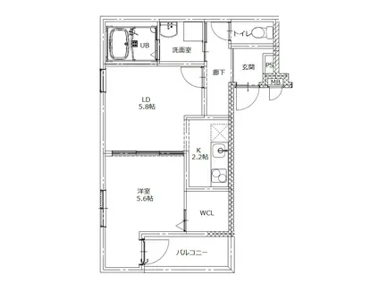 阪和線 鳳駅 徒歩8分 3階建 築2年(1LDK/2階)の間取り写真