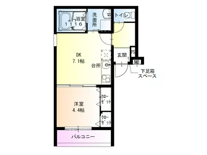 南海電鉄南海本線 石津川駅 徒歩5分 3階建 築2年(1DK/2階)の間取り写真