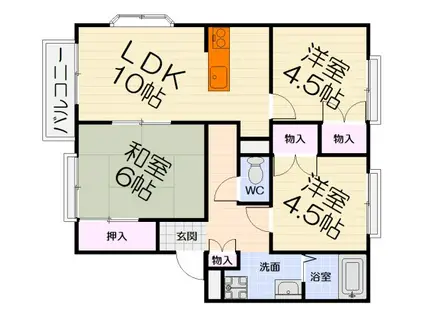 阪和線 北信太駅 徒歩20分 2階建 築33年(3LDK/2階)の間取り写真