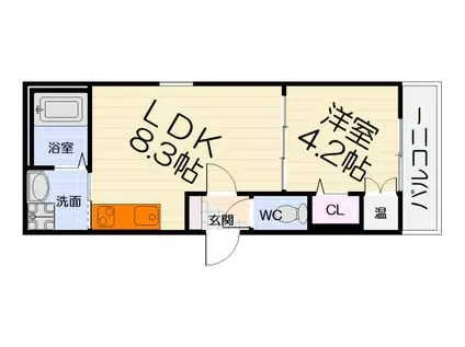阪堺電気軌道阪堺線 石津駅(大阪) 徒歩6分 3階建 築2年(1LDK/3階)の間取り写真