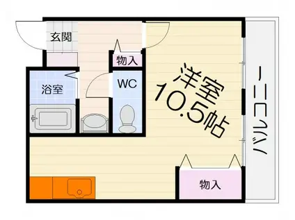南海電鉄南海本線 松ノ浜駅 徒歩1分 4階建 築37年(ワンルーム/3階)の間取り写真