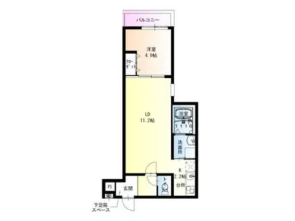 阪和線 富木駅 徒歩8分 3階建 築2年(1LDK/1階)の間取り写真
