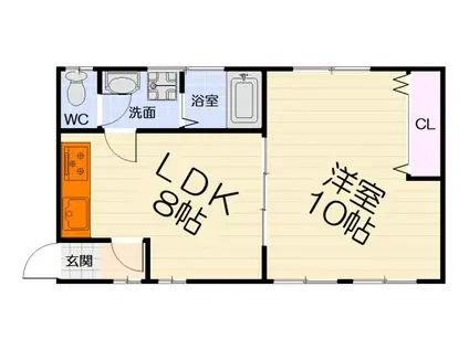 阪和線 和泉府中駅 徒歩8分 3階建 築43年(1DK/2階)の間取り写真