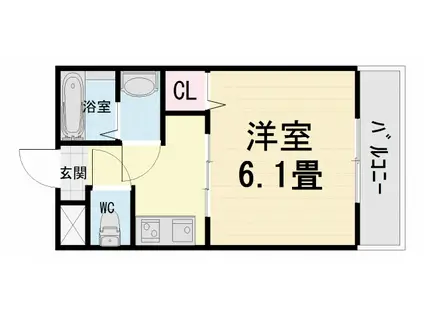 阪和線 津久野駅 徒歩11分 2階建 築24年(1K/2階)の間取り写真