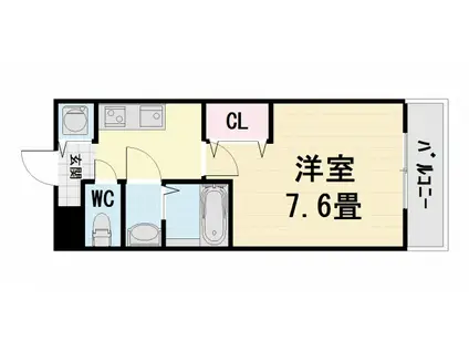 阪和線 鳳駅 徒歩6分 2階建 築20年(1K/2階)の間取り写真