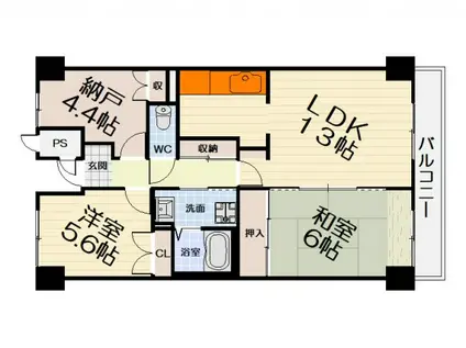 南海電鉄南海本線 泉大津駅 徒歩15分 5階建 築29年(3LDK/5階)の間取り写真