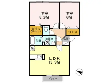 南海電鉄泉北線 深井駅 徒歩8分 2階建 築22年(2LDK/1階)の間取り写真