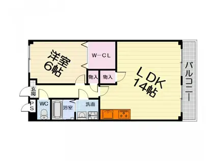 南海電鉄南海本線 泉大津駅 徒歩7分 5階建 築24年(1LDK/2階)の間取り写真