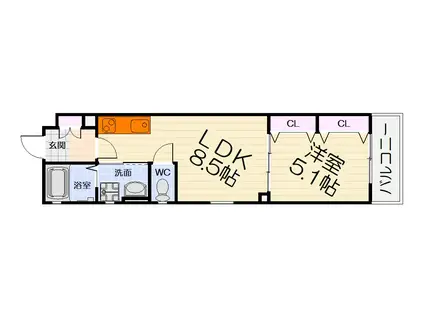 南海電鉄高師浜支線 高師浜駅 徒歩3分 3階建 築2年(1LDK/3階)の間取り写真