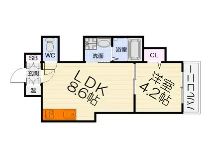 南海電鉄南海本線 石津川駅 徒歩6分 3階建 築2年(1LDK/1階)の間取り写真