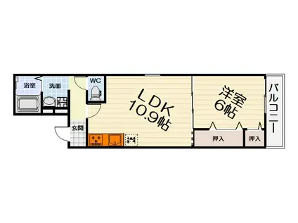 阪堺電気軌道阪堺線 石津北駅 徒歩4分 3階建 築9年(1LDK/2階)の間取り写真