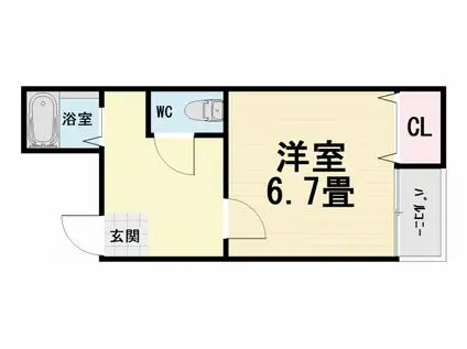 ブルーオーシャン浜寺(1DK/2階)の間取り写真