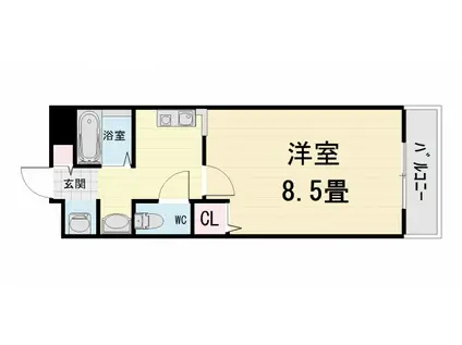 阪和線 上野芝駅 徒歩15分 6階建 築21年(1K/2階)の間取り写真