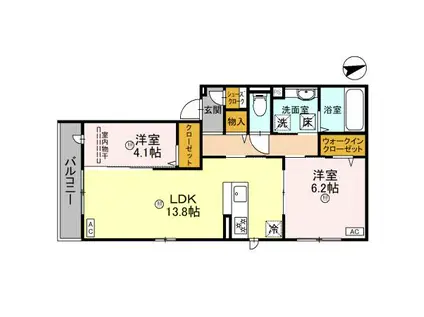 南海電鉄泉北線 深井駅 徒歩22分 3階建 築1年(2LDK/2階)の間取り写真