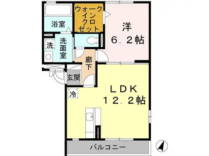 南海電鉄泉北線 深井駅 徒歩12分 3階建 築19年(1LDK/1階)の間取り写真