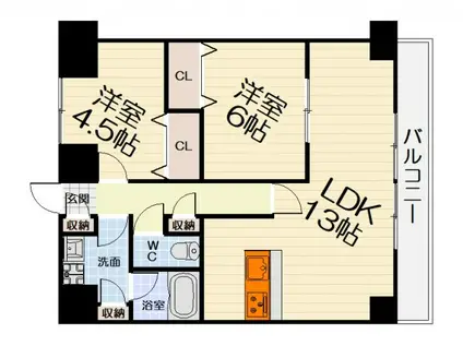 阪和線 和泉府中駅 徒歩5分 10階建 築7年(1SLDK/8階)の間取り写真