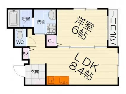 南海電鉄泉北線 深井駅 徒歩2分 3階建 築4年(1LDK/2階)の間取り写真