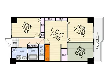 南海電鉄泉北線 泉ケ丘駅 徒歩22分 12階建 築48年(3LDK/3階)の間取り写真