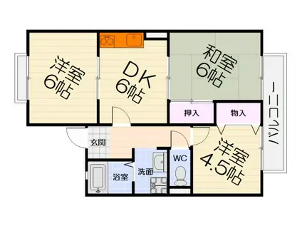 南海電鉄泉北線 深井駅 徒歩19分 2階建 築31年(3DK/2階)の間取り写真
