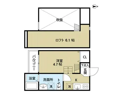 阪和線 鳳駅 徒歩10分 2階建 築11年(1K/2階)の間取り写真