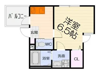 阪和線 津久野駅 徒歩6分 3階建 築1年(1K/3階)の間取り写真