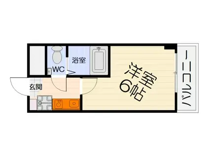 阪和線 和泉府中駅 徒歩3分 4階建 築31年(1K/4階)の間取り写真