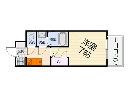 南海電鉄南海本線 石津川駅 徒歩7分 10階建 築1年(1K/4階)の間取り写真