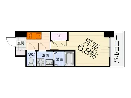 南海電鉄南海本線 石津川駅 徒歩7分 10階建 築1年(1K/7階)の間取り写真